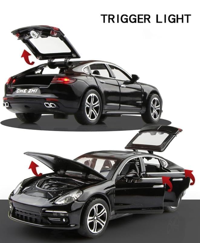 Image of Kids Model 1:24 Panamara Die Cast Metal Car Pull Back Action Opening Doors with Realistic Engine Sound Lights Toy Car Gift for Boys - Multi