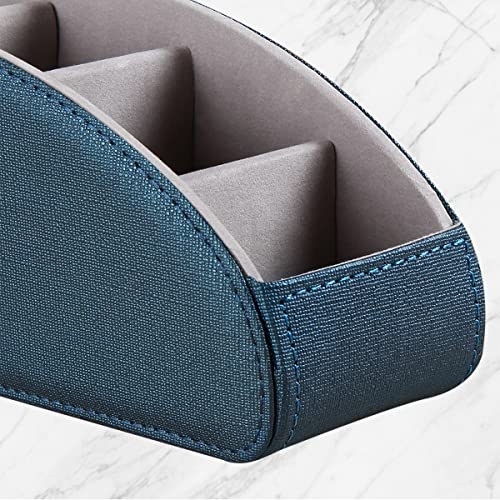 Remote Control Holder, Leather 5 Rooms Desk Organizer and Decorations for Living Room, Bedside Table Remotes Caddy for TV Controllers/ Makeup Brush Pen/ Office Stationery/ Art Supplies/ Eyeglasses - Thumbnail 6