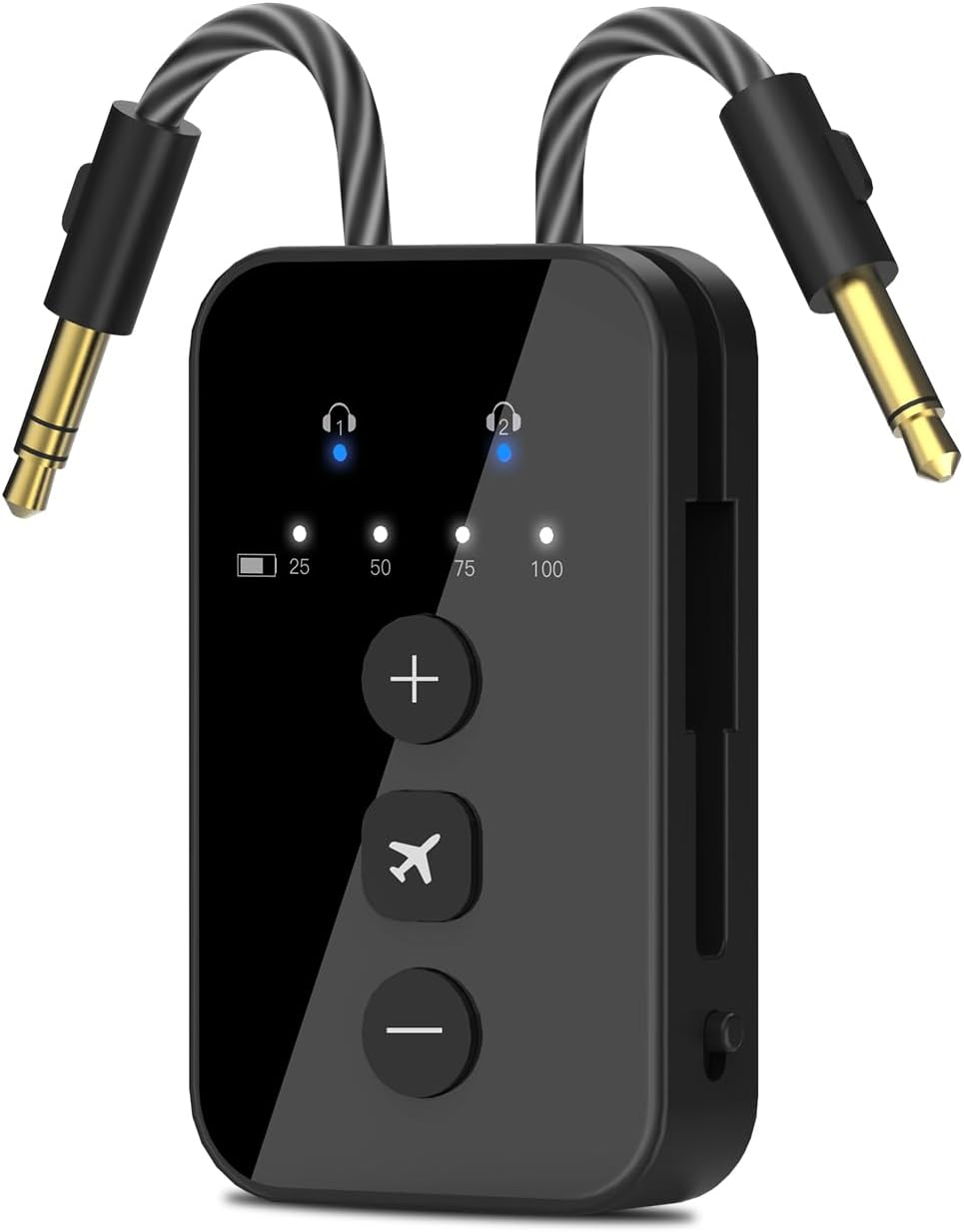 iDIGMALL Airplane Bluetooth 5.4 Transmitter for 2 AirPods or Headphones, aptX Adaptive &amp; Low Latency Wireless Audio Adapter, 3.5mm AUX Jack Bluetooth Transmitter for TV Flight Travel Planes Gym, 24H