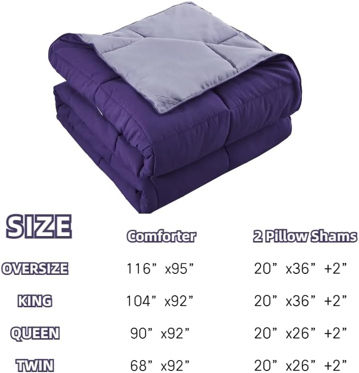 Miniatura 8 de HUAJIE Juego de edredón alternativo de plumón de ganso de 3 piezas para todas las estaciones, relleno de edredón solo 2 fundas, edredón acolchado