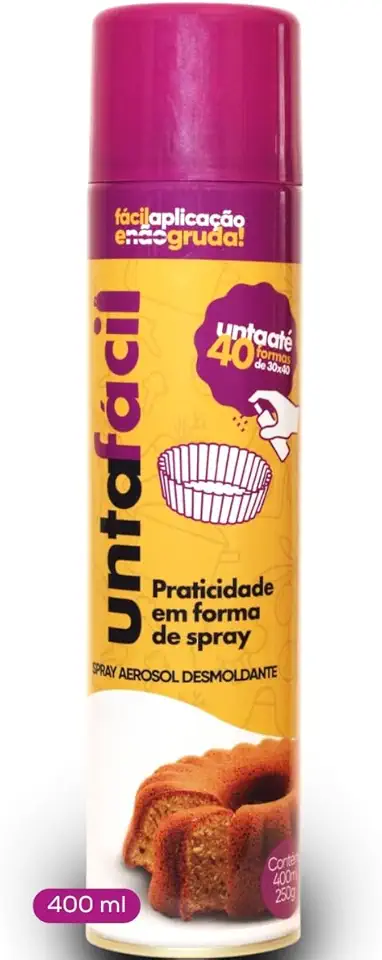 Unta Fácil Spray Desmoldante Alimentício Antiaderente para Formas e Assadeiras – Ideal para Bolos, Pães, Tortas e Confeitaria – Aplicação Uniforme, Ajuda a Não Grudar, Uso Profissional e Doméstico (400 ml)