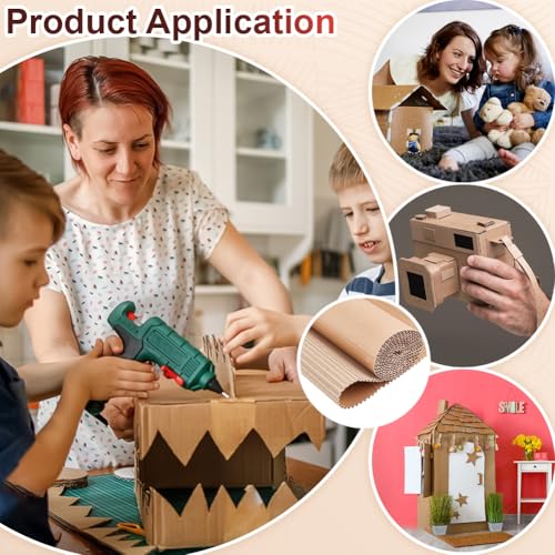 Image of BENECREAT 78.7x13.7inch Brown Single Face Corrugated, Corrugated Cardboard Roll Durable Corrugated Wrap Paper for Packing, Mailing, Moving, 2mm Thick