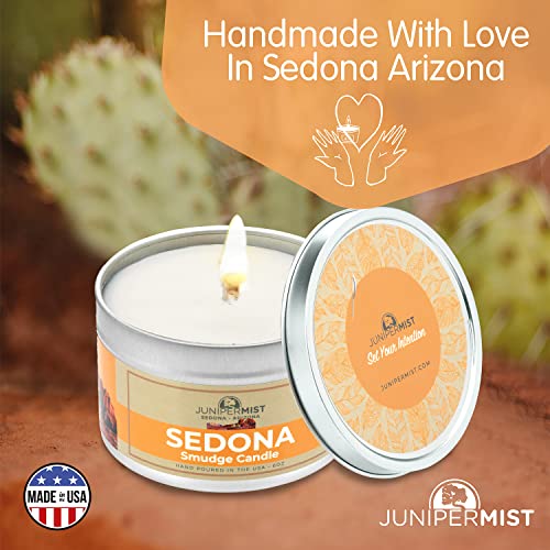 Sedona Smudge Candle For Cleansing Negative Energy + Handmade In Sedona With Soy Wax, Essential Oils, Real Sage, Cedar, Sweetgrass + Smokeless Alternative To Sage Smudge Sticks, Incense And Bundles #TOP1