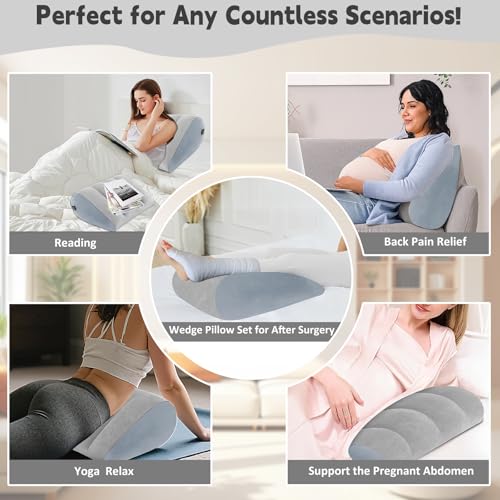 Pack de 2 almohadas inflables en cuña para cama y sofá para descanso vertical 4