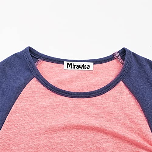 Image of Mirawise Girls Casual Long Short Shirts Tunic Tops Tee Shirt T-Shirts Side Tie Blouse 4-13 Years