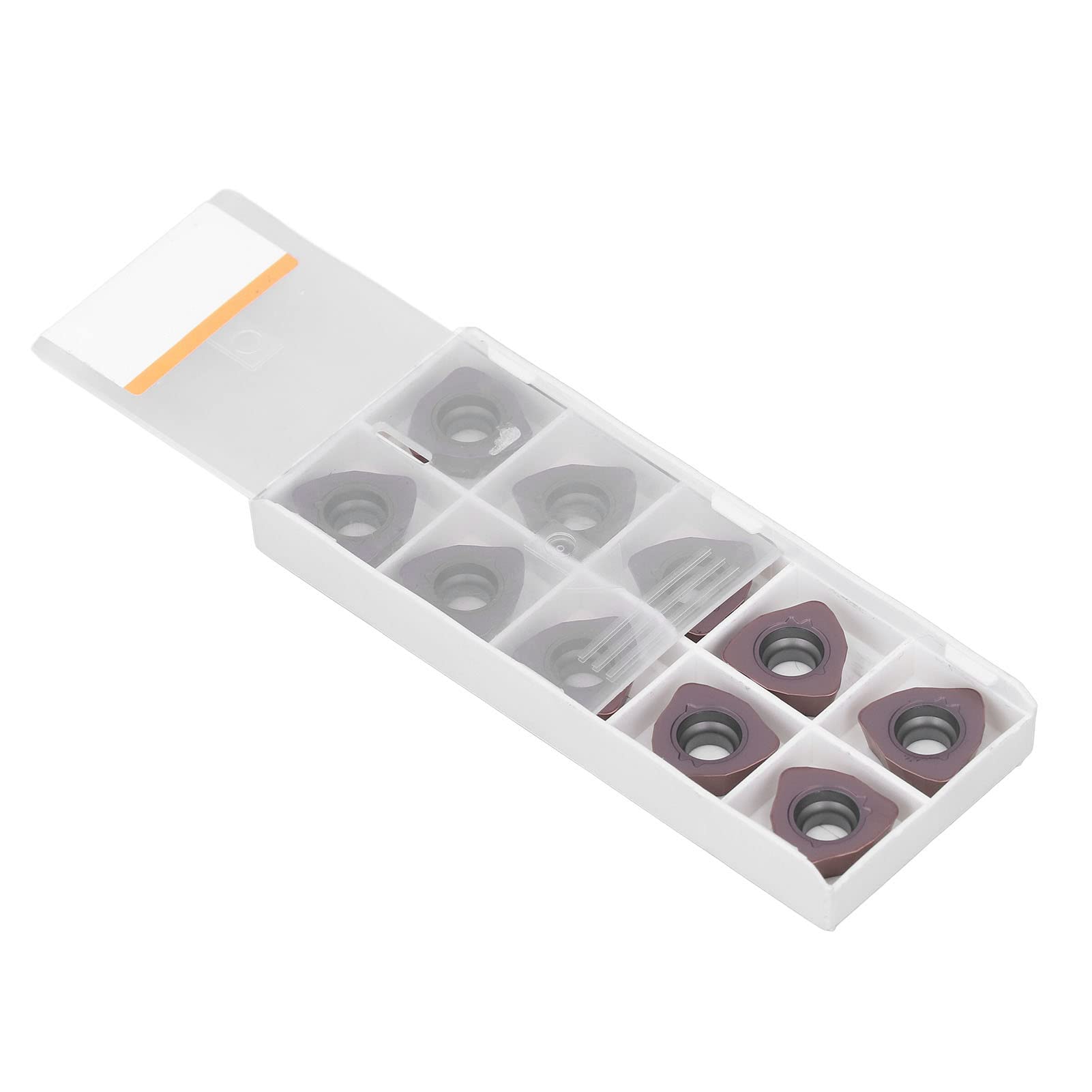 10 Piezas Insertos de Torneado de Carburo Recubierto con Estuche de Almacenamiento para Torno Acabado y Desbaste CNC - Cortadores de Carburo Bronceado para Acero, Hierro Fundido y