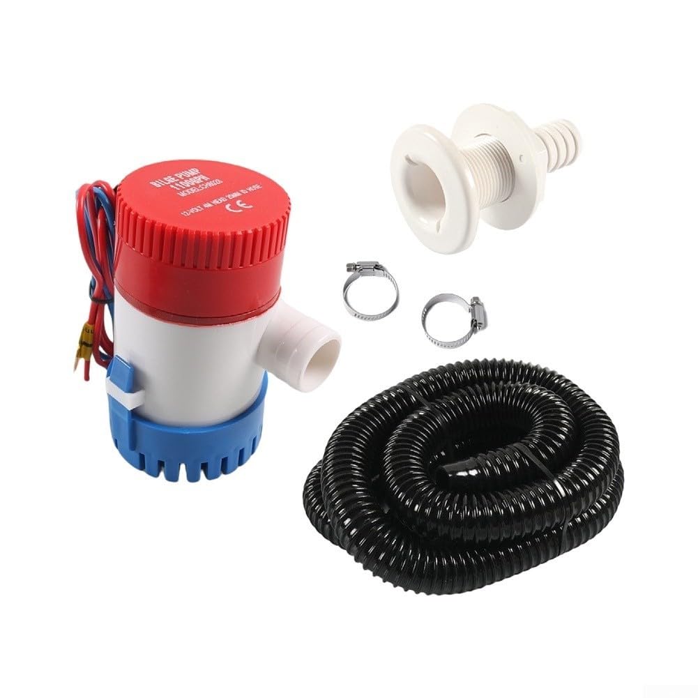 Pompa automatica per sentina 750GPH 12V connettore tubo (1100GPH) | Sensore automatico, per flusso di 750 GPH, motore 12 V DC, ideale per barche, drenaggio rapido