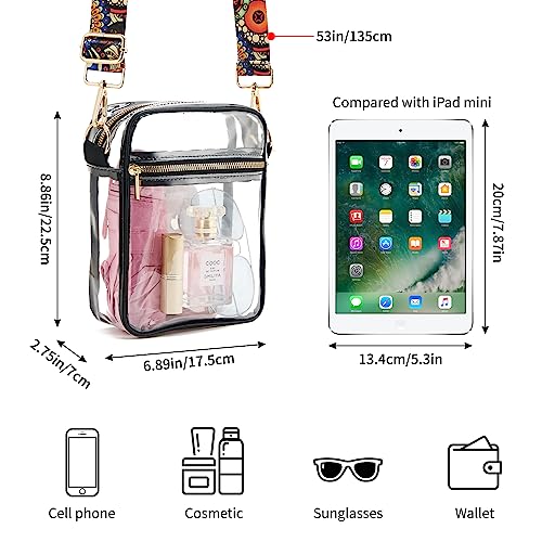 Image of Clear Crossbody Bag Stadium Approved,Adjustable Shoulder Strap Clear Crossbody Purse for Concerts,Sports Events