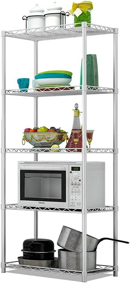 Microwave Stands for Kitchens, FOME 5 Tier Kitchen Microwave Shelf Storage Rack Strong Mesh Wire Metal Shelves Microwave Work Station Shelf Kitchen Baker Rack for Kitchen Office Garage 63x22x13.78in
