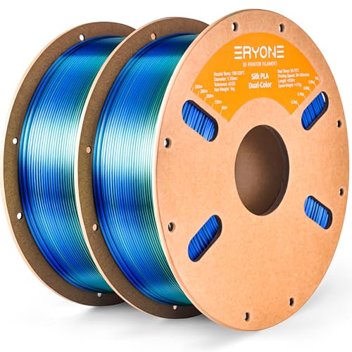 Image of ERYONE Silk Dual Color PLA Filament 3D Printer 1.75mm + /- 0.03mm, Bicolor Filament Two Tone PLA Bundle 2KG Cardboard Spool, Blue Green