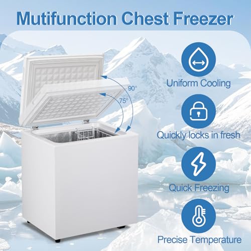Image of Erivess 2.0 Cu.Ft Chest Freezer - Compact Deep Freezer with Removable Basket, Energy Efficient & Quiet Top Door Design, Mini Freezer Adjustable 7 Thermostat, for Home, Apartment, Garage, Dorm (White)