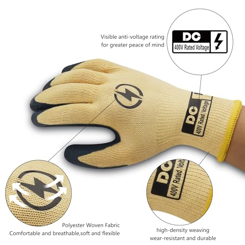 Image of DongChu Insulated Electrician Gloves 400V High Voltage Resistant Flame Retardant Work Gloves, Electrical Rubber Non-slip Texture Design for Electricians Prevent Shock