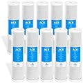 Express Water - 10 Pack Activated Carbon Block Replacement Filter - ACB Large Capacity for Whole House Filtration - 5 Micron - 4.5" x 20" Inch