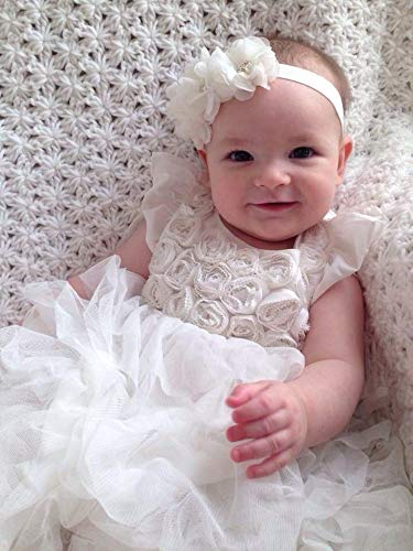 LD DRESS White Baby Girl Foot Flower + Headband(BBFJ-1) (White), Whole: approx. 8 x 5.5cm/ 3.14
