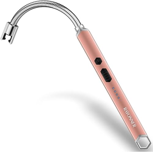 RAYONNER Encendedor eléctrico de vela encendedor recargable USB encendedor largo cuello flexible (oro rosa)