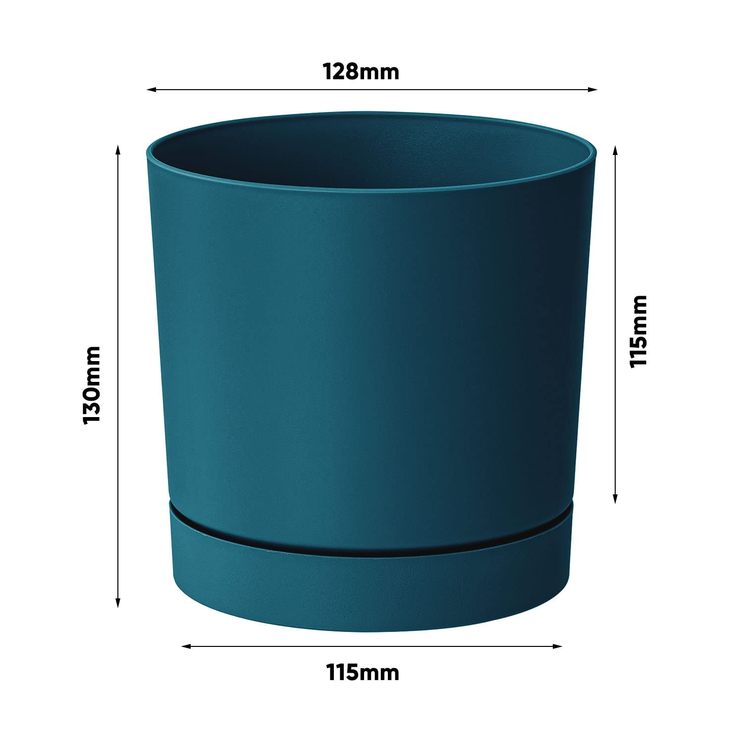 Cache-pot Rond Tubo P 1,2L - Marque Prosperplast - Design Minimaliste, Soucoupe Incluse - Couleur Marsala, 13x12,8 Cm