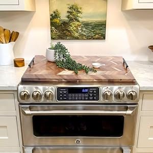 Noodle Board Stove Cover Wood with Handles, Wooden Stovetop Cover Board for Gas Stove and Electric Stove Top, kitchen sink cover for counter space, Acacia
