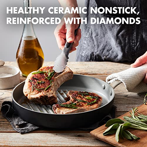 Greenpan Chatham Hard Anodized Healthy Ceramic Nonstick, 11" Grill Pan, Pfas-Free, Dishwasher Safe, Oven Safe, Gray #TOP1