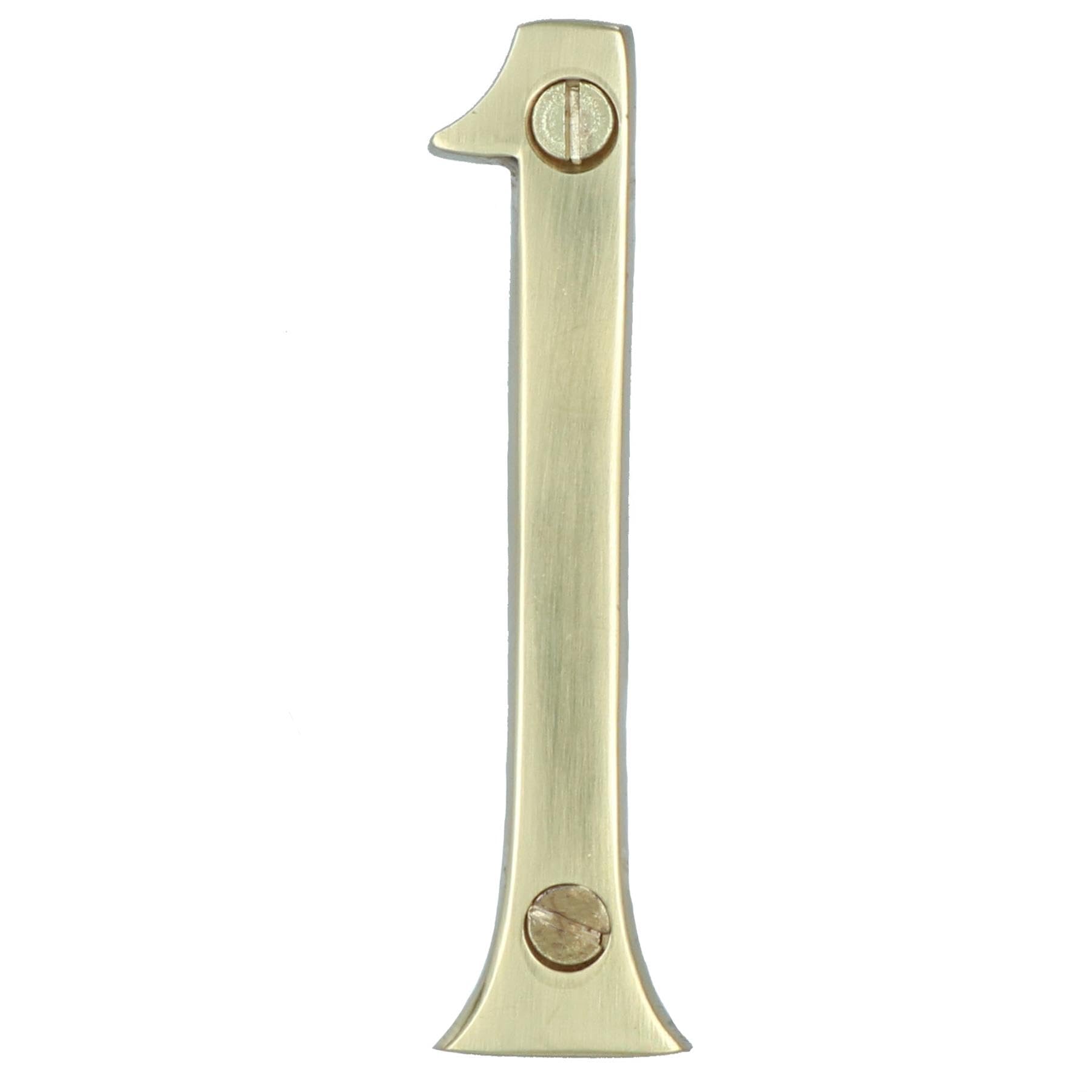 Ab Tools Brass House Number 1 Door Sign 70Mm Plaque Street Home Address Mail Letter