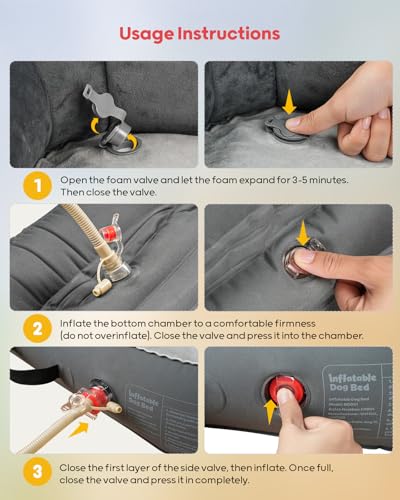 QPAU Cuccia gonfiabile per cani con lati, letto per animali domestici lavabile per viaggi, campeggio e casa, impermeabile portatile con pompa e borsa per cani di taglia piccola, media e grande - Immagine 5