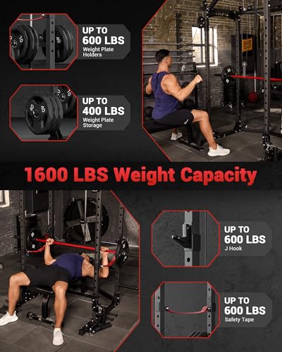 Power Cage, Multi-Functional Power Racks for Home Gym with Cable Crossover System, 1600LBS Weight Capacity Fitness Squat Rack for Strength Workout with More Training Attachment