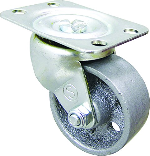 Shepherd Hardware 9174 2-Inch Cast Iron Swivel Plate Caster, 125-lb Load Capacity,Silver
