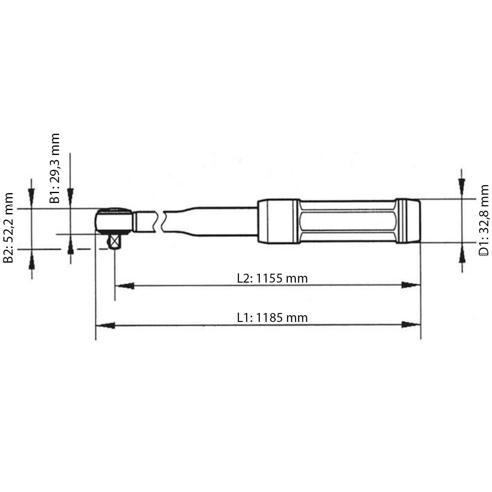 TECPO Llave dinamométrica de 3/4 pulgadas, profesional, 140-700 Nm, carraca conmutable de palanca, bloqueo deslizante para fijación, calibrado con ± 4% de precisión, llave de kilo, llave de coche