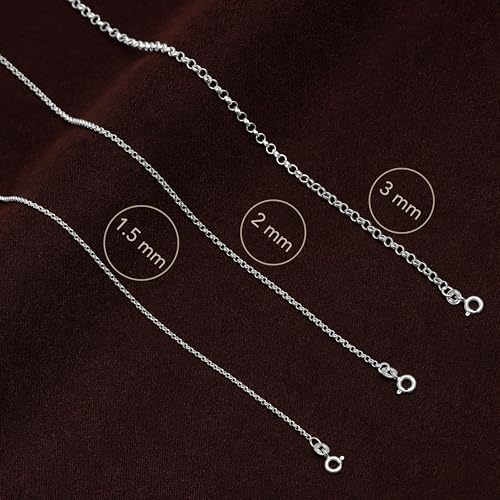 LeCalla 925 Sterling Silver Italian Jewelry Trendy Gift 1.5 MM, 2 MM, 3 MM Rolo Link Chain Necklace for Teen Women and Men with Spring Ring Clasp (16, 18, 20, 24 Inches)3