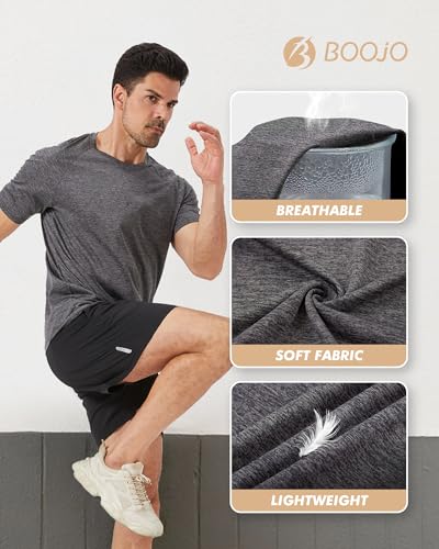 3 Pack Workout Mens Shirts - Quick Dry Causal Moisture Wicking Work Gym Athletic Short Sleeve for Basketball Running4