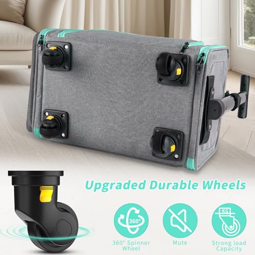 Rolling Pet Carrier with Detachable Wheels - 18x11x11 TSA Airline Approved for Southwest Delta United American, Soft Sided Expandable Travel Bag for Small Dogs & Cats up to 15Lbs, Fits Under Seat - Image 5
