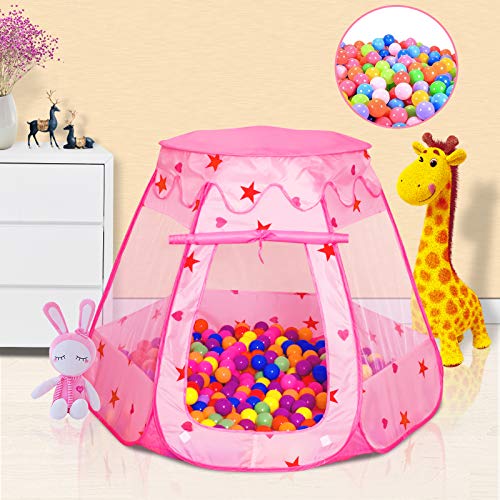 Wilhunter Baby Ball Pit for Toddler with 50 Balls, Kids Pop Up Play Tent for Girls, Princess Toys for Children Indoor & Outdoor Playhouse with Carry Bag (Ball Pit with 50 Balls)