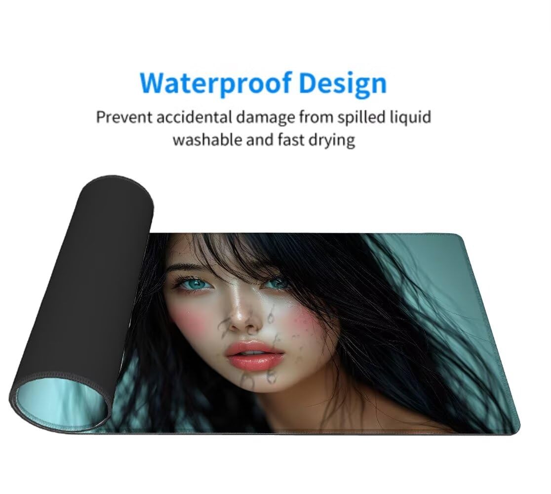 Jugendliche Schönheit Mauspad XXL 1500x800x3 MM Groß Gaming Mauspad Design Vernähte Kanten, Wetterfest Anti Rutsch Mousepad PC Laptop verbessert Präzision und Geschwindigkeit für Home Office W-883