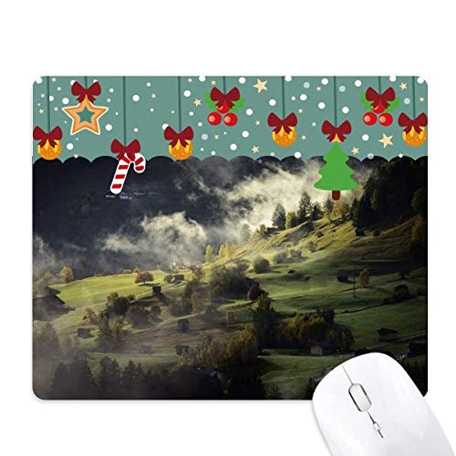 Tapis de souris en caoutchouc forêt Village Fog Hill pour bureau