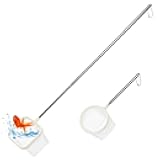 Fish Net for Fish Tank, 2Pack White 3Inch Fine Mesh Aquarium Net Aquarium Shrimp Nets with Extendable Stainless Steel Handle Small Tank Tool for Shrimp Bettas Square Round Debris Skimming Nets