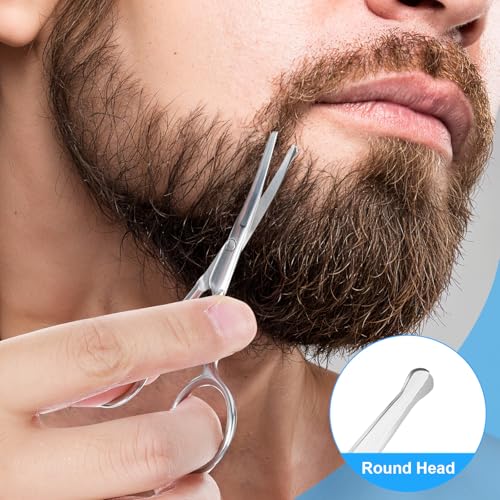 Gjinxi 2PCs Nose Hair Scissors, Safety Eyebrow Nose Hair Trimmers for Men Women Tip Scissors Eyebrow Trimmer Small Travel Trimming for Facial