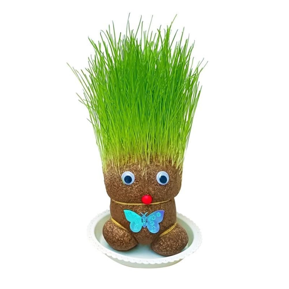 Mini Bonsái Repelente De Mosquitos – 3 Muñecas Cabeza De Hierba Con Bandeja, Plantas De Interior Fáciles De Cuidar, Regalo Educativo Y Decorativo Para Niños Y Adultos