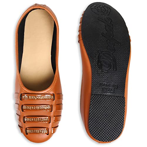 Image of Synthetic Leather Women Fashion Designer for Girls Women Casual Footwear Party Best Festive and Occassional Juti Fashionable Loafer Jutti Women Fashion Slipper Loafer Shoes I (Patti Bellies) I