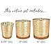 Just Artifacts 6pcs Assorted Size Speckled Mercury Glass Votive Candle Holders (Gold)