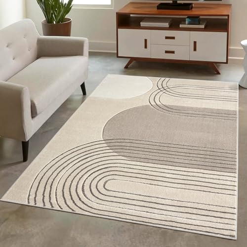 carpet city Teppich Kurzflor Braun - 160x230 cm - Moderne Wohnzimmer-Teppiche Geo-Muster mit...