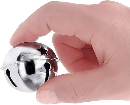 Campanas de metal grandes y coloridas de 1.6 pulgadas1.575 in para decoración de vacaciones y bodas, 16 unidades, color plateado