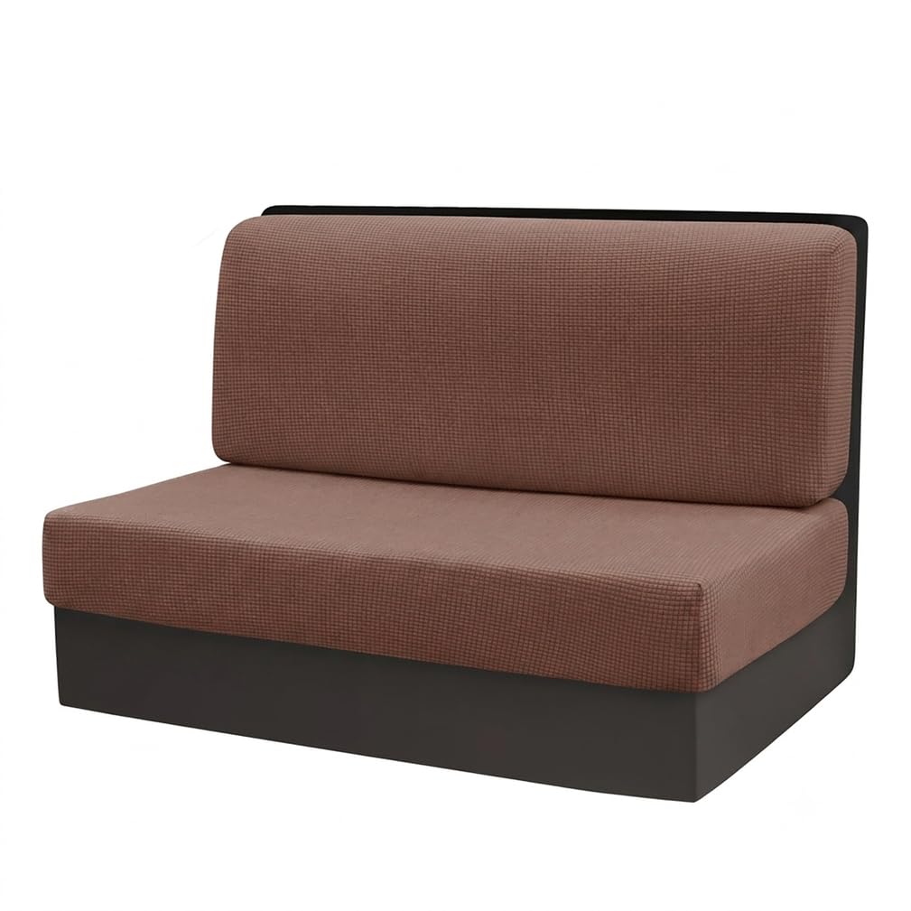YANGAFJDUA Anti-Slip Dinette Seat Covers for Camper, 2 Piece RV Dinette Cushion Covers Stretch Camper Cushions Cover Replacement, Stretchable Cushion Slipcovers for Trailer, Washable,Light Coffee