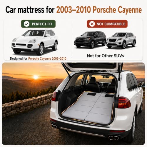 Image of Car Mattress for 2003-2010 Porsche Cayenne, Upgraded Non-Inflatable Thickened Foam SUV Car Camping Mattress, Foldable Trunk Sleeping Pad Car Bed Mattress for Road Trips Camping Travel