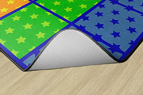 Flagship Carpets PE423-44 Cushy Stars Seating Rows (Seats 24), Children\'s Classroom Educational Seating Rug, 7\'6\"x12\', Rectangle