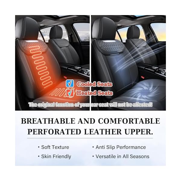 Coverado Car Seat Covers Front Seats, Nappa Leather Front Seat Covers, Waterproof Car Seat Cushion, Black Seat Covers Car Seat Protector Interior Accessories Fit for Most Cars - Image 7