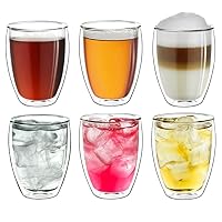6 Verres à Expresso Double Paroi Creano - Effet Flottant, Isothermes, 100ml, Verre Borosilicate
