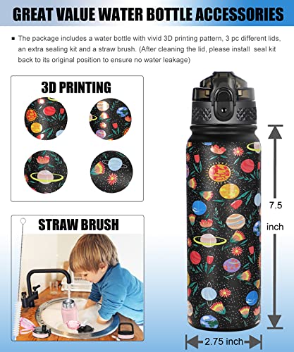 Insulated Water Bottle 20Oz For Adults Kids Stainless Steel Water Bottles With Straw/Chug/Carabiner 3 Lids Fruit Strainer Double Wall Vacuum Wide Mouth Bpa Free Sweat/Leak-Proof For School Travel #TOP6