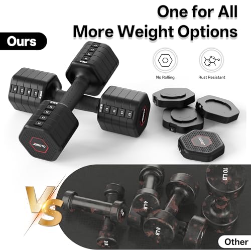 Image of JOROTO 5-in-1 Adjustable Dumbbell Set, 8LB /11LB Pair Adjustable Weights for Women at Home, 1s-Adjust Dual Locking Stable Hand Weights with TPE Soft Handle, Home Gym, Rehab, Pilates, Yoga, Strength Training