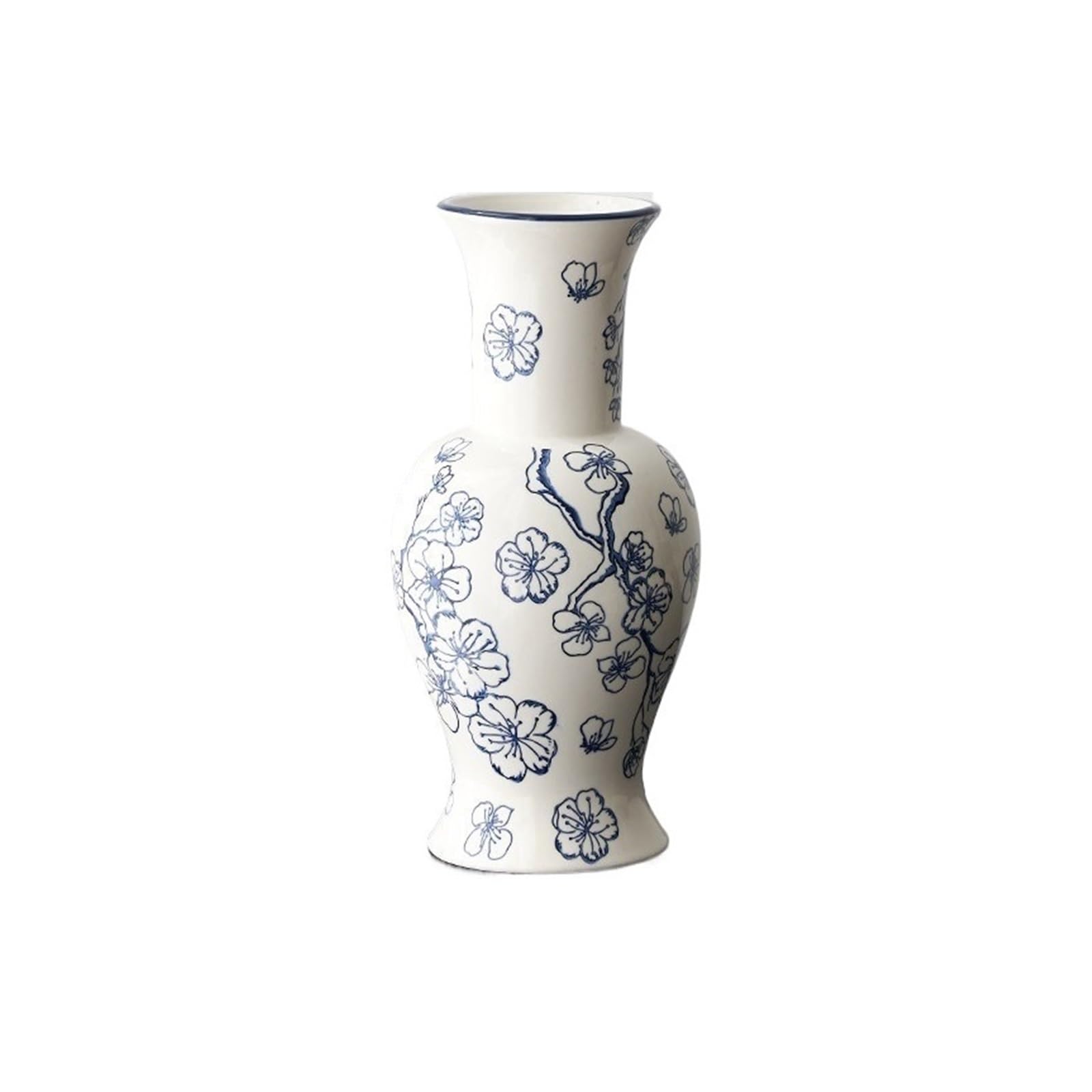 guiling-1986 Vases Decor 30.5cm Hand-drawn Floral Curved Ceramic Vase Decorative Table Accent for Home Cabinet Flower Vases