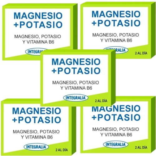 Integralia Magnesio y Potasio - Pack Ahorro 5 x 60 Cápsulas - Suplemento para Reducir Fatiga, Apoyo Muscular y Nervioso, Reforzado con Magnesio y Potasio para Energía Diaria - Apto para Veganos