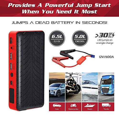 Autobots Shockwave Jump Starter | Best Portable Car Battery Booster with Smart Jumper Cables | 600 Peak Amp 18000 mAh 12 V Automotive Jump Box Power Pack & Mobile Super Charger Kit